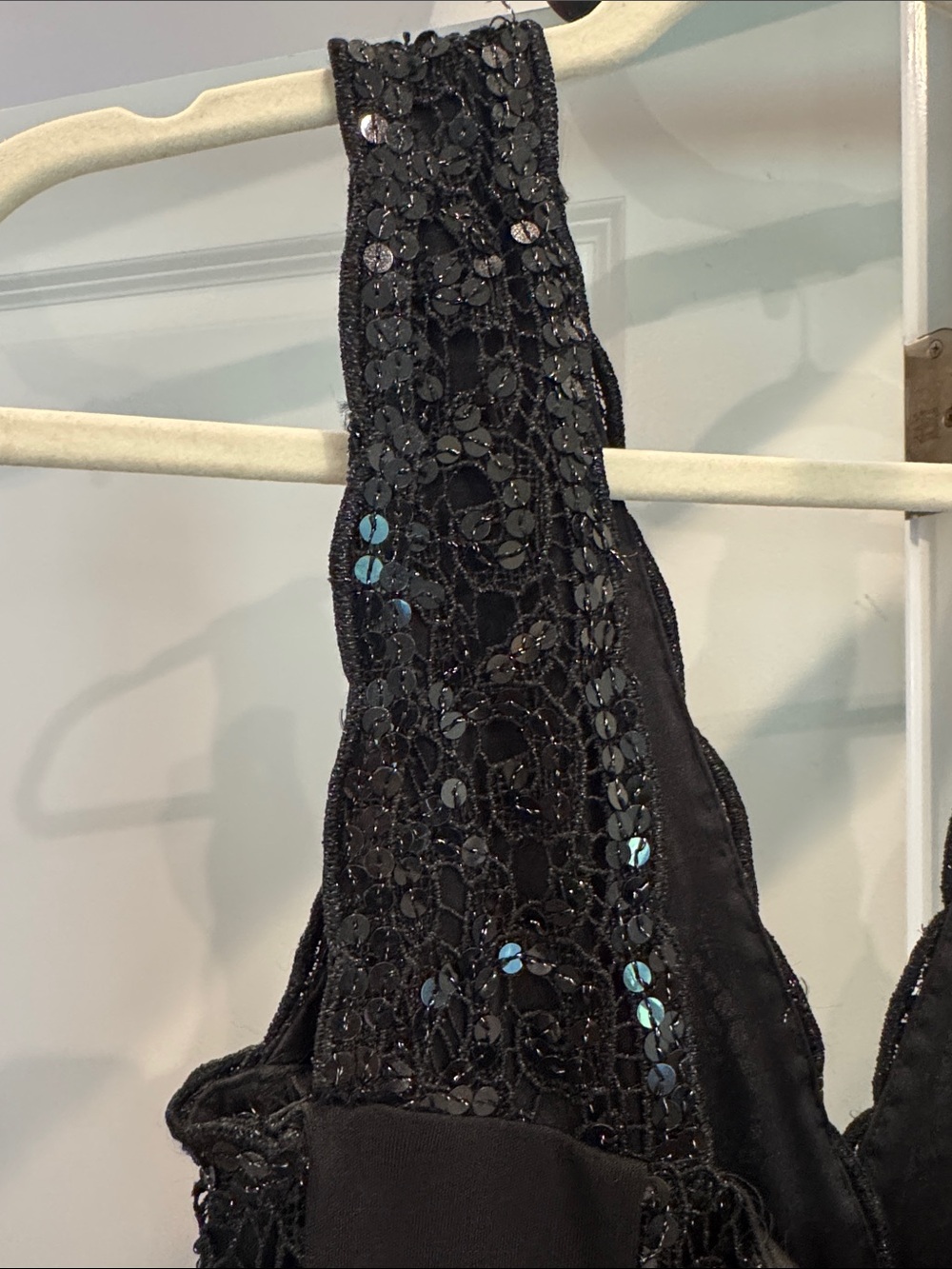 Vintage Jovani Black Beaded Lace V-Neck Evening Gown - Picture 7 of 10